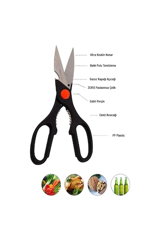 Çok Amaçlı Mutfak Makası Paslanmaz Çelik Pizza Börek Tavuk Kesici