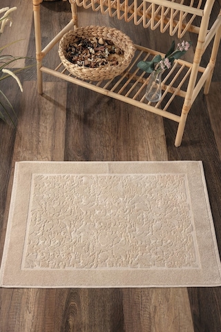 Damask Desenli Ayak Havlusu 1 Adet - 60x100 Cm Yumuşak Paspas - %100 Pamuk Cappuccıno Cappuccino
