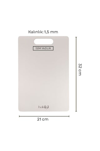 304 Antibakteriyel 1,5 Mm Kalınlığında Çelik Kesme Tahtası 21x32 Cm Metalik Gri