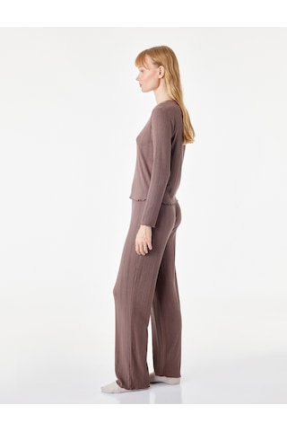 Koton Modal Kumaş Dokulu Bol Paça Pijama Altı Kahverengi 7wlk40062mk Kahve