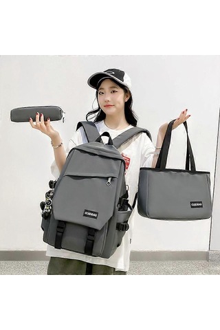 Ganzhoushop Günlük Sırt Çantası Sınır Ötesi Yeni Stil Ortaokul Öğrenci Okul Çantası Kadın Çok Katmanlı Çanta Büyük Kapasiteli Naylon Sırt Çantası Bilgisayar Çantasıyeşil Çok Renkli