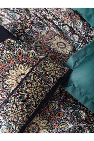 Cotton Box Ornate Saten Uyku Setı Cıft Kısılık Petrol Petrol