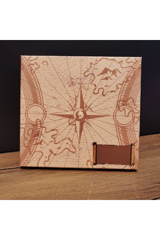 Lacivert Pusula Tasarım Deri Defter Ve Tükenmez Kalem Seti