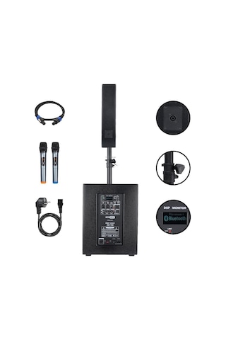 Hepa Merz Handfest Line Array Mikrofonlu Ses Sistemi Aktif Subwoofer + Line Hoparlör 2000w