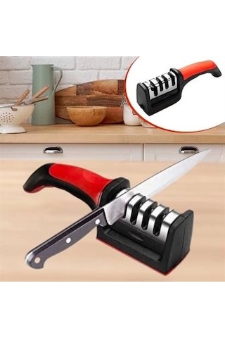 4 Aşamalı Kaymaz Tabanlı Hızlı Bıçak Ve Makas Bileme Aracı - Keskin Ve Pratik Kullanım Lisinya Çok Renkli
