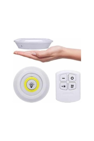 Yapışkanlı 3'lü Spot Led Işık Lamba Montajsız Pilli Uzaktan Kumandalı Renkli