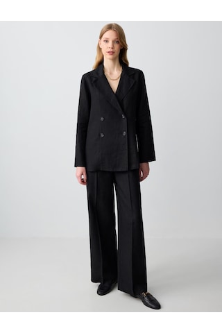 Jimmy Key Siyah %100 Keten Düz Kesim Blazer Ceket 5sw052585900
