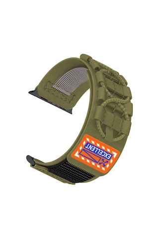 iOs Watch Uyumlu 7 45mm Zore Krd-112 Orbital Örgülü Halat Tasarımlı Naylon Kumaş Hasır Kordon-yeşil