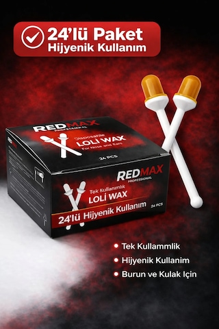 Redmax Professional Loli Wax Burun Ve Kulaklar İçin Tek Kullanımlık Ağda Çubuğu 24'lü Paket