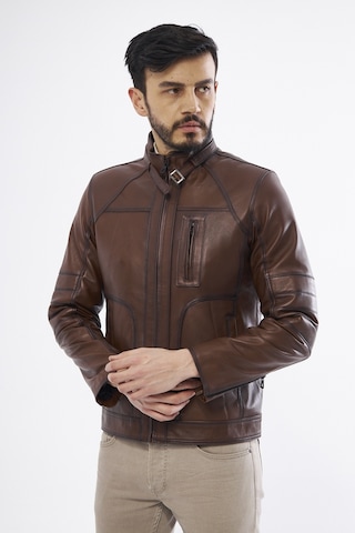 DERİNSS DER185 Hakiki Deri Erkek Taba Mont Taba
