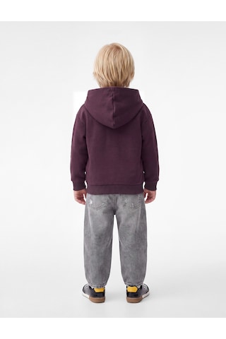 Koton Baskılı Uzun Kollu Şardonlu Fermuarlı Kapşonlu Sweatshirt Mor 7wmb10108tk