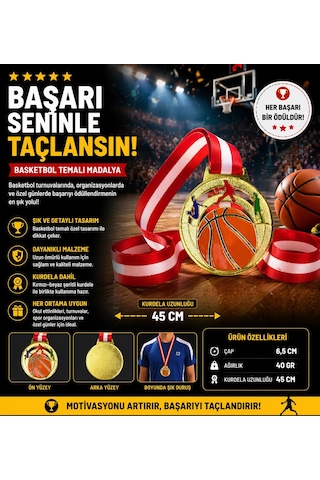 Avessa Mad-bas-1 Basketbol Figürlü Madalya 6.5 Cm Çok Renkli