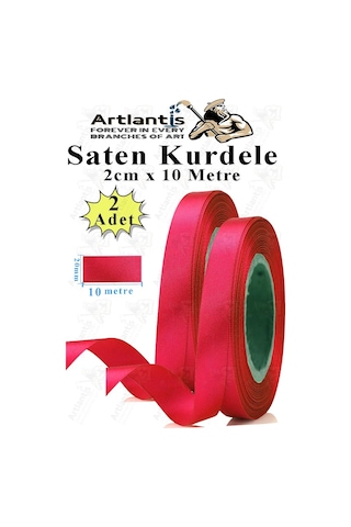 Kırmızı Kurdele Saten 2 Cm 10 Metre 2 Adet Saten Kurdela Parlak Hediye Ve Süsleme Şeridi Süs Paketleme Çiçek Saç El