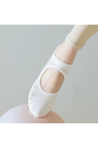 Gajeena Gri Pamuklu Fitness Pilates Çorapları - Silikon Anti Kayma, Ter Emici, İç Mekan Sporu İçin Açık Gri