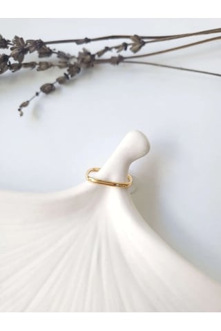 Çelik Gold Zarif İnce Yüzük Sevgiliye Hediye Altın