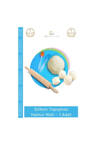 Hamurmatı Gıda Sınıfı Profesyonel Mutfak Tipi Hamur Açma Ölçülü Silikon Yapışmaz Hamur Matı - 1 Ade Çok Renkli
