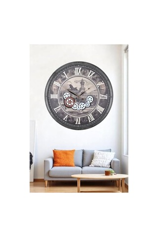 Antik Eskitme Klasik Duvar Saati, 75 Cm, Roma Rakamlı Tasarım 0240-keçe-şekilli-48cm