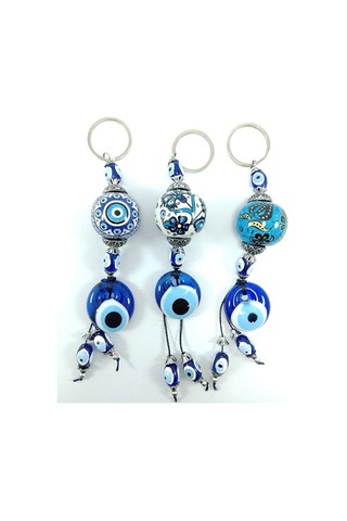 Nazar Boncuğu Anahtarlık El Yapımı Cam Aksesuar Seramik Hediyelik