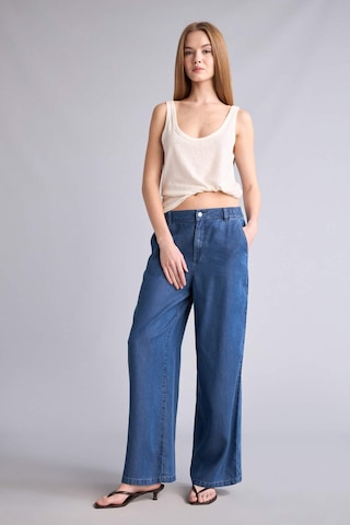 Defacto Wıde Leg Yüksek Bel Uzun Tencel Yıkama Efektli Jean Pantolon D8239ax26hsnm28 Mavi-nm28