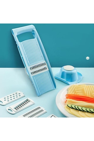Patates Parçalama Makinesi Dilimleme Kıyıcı Sebze Doğrama Ev Mutfak Çok Fonksiyonlu Turp Kazıyıcı Kaba Planya Mavi