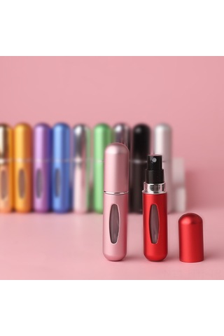 Hangfox Yolculuk İçin 5ml Parlak Tozlu Alüminyum Sprey Flakon, Kozmetik Şişesi, Taşınabilir Doldurulabilir, Fabrikadan Doğrudan Satış Pembe