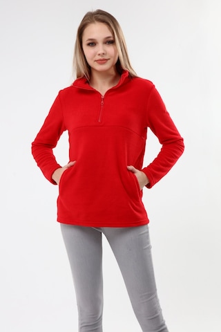 Luvmabelly Myra4553 Fermuarlı Emzirme Polar -Kırmızı