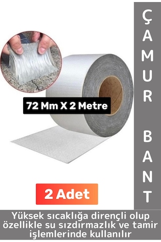 Ultra Güçlü Su Geçirmez Isıya Dayanıklı Alüminyum İzolasyon Tamirat 72 Mm X 2 Metre Çamur Bant 2 Adt