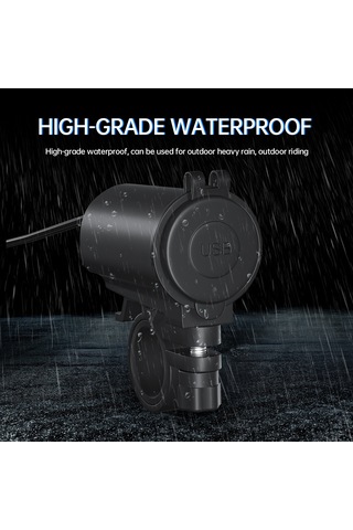 Maiyame Siyah Ip65 Su Geçirmez Usb Şarj Cihazı - Qc3.0 Hızlı Şarj + Normal Usb, M1 Anahtarlı Tutucu, Mavi Işık, 12-24v Dc