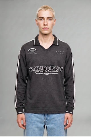 Defacto Boxy Fıt Polo Yaka Baskılı Sweatshirt H4884ax26auar216 Antrasit-ar216