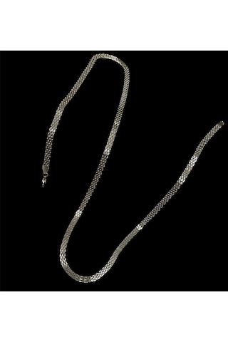 Silver Hasır Örme Çelik Zincir Erkek Kolye 65 Cm 5mm Silver