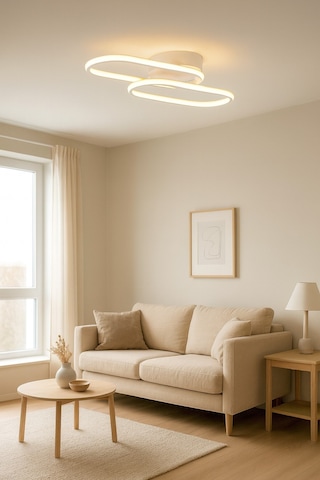 Zzez Beyaz Renk Modern Tasarım Beyaz Ledli Cafe - Mutfak - Salon 2 Li Led Avize Beyaz