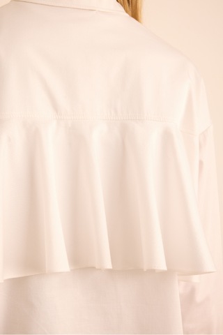 Aker Sırtı Volan Detaylı Cotton Gömlek Beyaz Beyaz