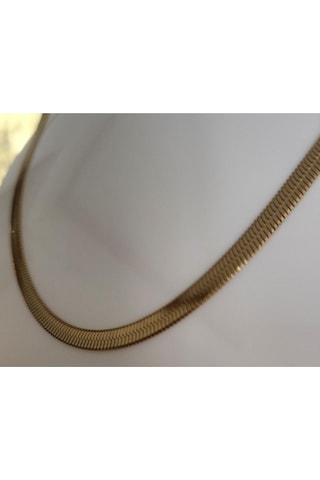 Uzel Çelik Sarı Gold İtalyan Zincir Solmaz Kararmaz Çelik Kolye Sarı