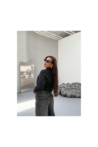 Kene Jeans Kısa Siyah Modern Fit/cropped Boyfriend Denim Ceket Siyah