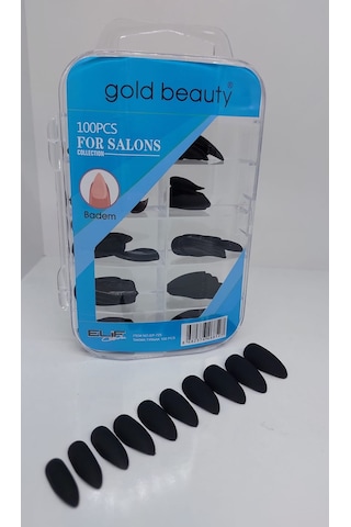 Gold Beauty Mat Siyah Takma Tırnak 100'lü