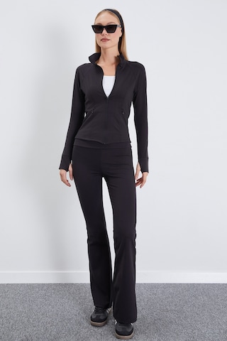 Fullamoda Parmak Geçirmeli Dalgıç Kumaş Slim Fit Ceket Siyah