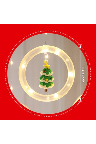 Shineyee Noel Santa Elma Kırmızı Led Perde Işıklı Süsü 3m Usb Sabit Aydınlatma Pencere Duvar Dekorasyonu