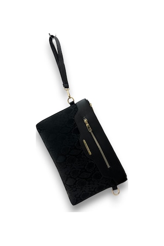Sanmorris Kadın Suni Deri Ayarlanabilir Çapraz Ve El Askılı Portföy, Clutch Çanta S.siyah - S.siyah