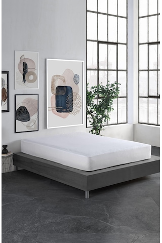 Soley Sıvı Geçirmez Fited Pamuklu Alez Tek Çift Kişilik Yatak Koruyucu Beyaz