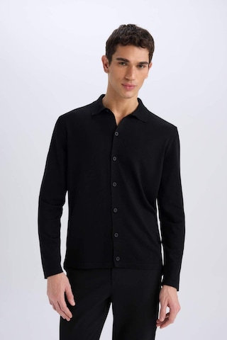 DeFacto Standart Fit Polo Yaka Düğmeli Triko Hırka E8399AX24CWBK27 Siyah