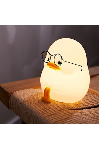 Çocuklar İçin Gece Lambası, Kısılabilir, Gözlüklü Sevimli Ördek Lambası, Usb Şarjlı Renkli Gece Lambası Ada