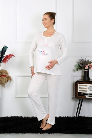 Akbeniz Kadın Uzun Kol Hamile Lohusa Pijama Takımı Ekru 45501-ekru