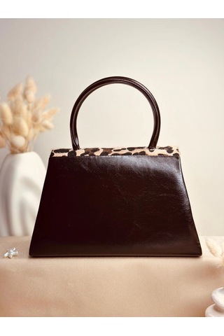 Elora Atelier Elora Leopar Desenli Koyu Kahve Çanta Çok Renkli