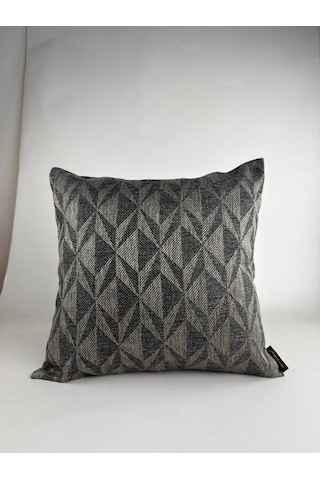 Kahverengi Geometrik Desenli Keten Kırlent Kılıfı 43x43 Cm Premium Collection Kahverengi