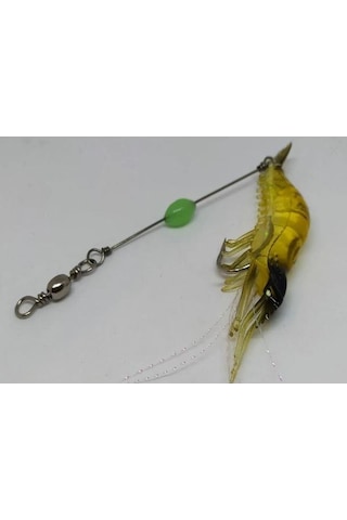 Karides Shrimp Sahte Silikon Balık Yemi Fosforlu Kancalı 9.5 Cm 6.3 Gr Sarı