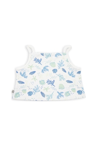 ORGANİK HAVLU KUMAŞ ASKILI CROP KIZ ÇOCUK BLUZ Ekru