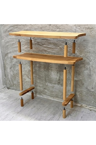 100x38x77 Cm Aynalı Masif Kayın Dresuar Modern İskandinav Antre Konsolu & Makyaj Masası Kestane Tik