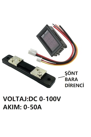 Yate10 Dc 0-100v 0-50a Voltampermetre+şönt Bara Direnci
