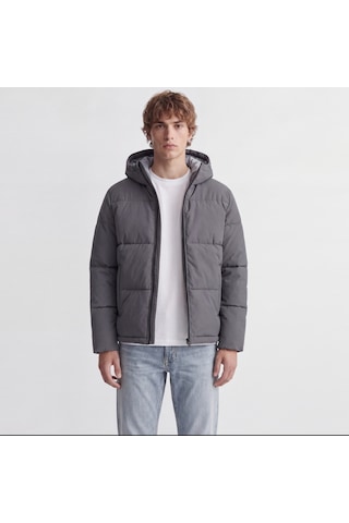 Jack & Jones Erkek Ayarlanabilir Bagcikli Kapüsonlu Puffer Ceket - Galaxy - 12303930 Asphalt