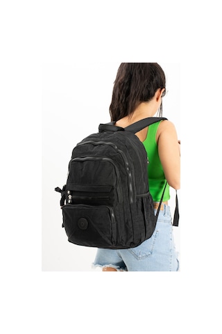 İthal Maymuncuk Hediyeli Ultra Hafif Çok Cepli Krinkıl Sırt Çantası Unisex Siyah